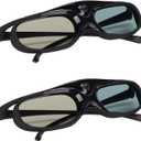 Yoidesu 2Pcs DLP 3D Glasses, 144Hz Rechargeable 3D Active Shutter Glasses DLP Link LCD Lens 3D Glasses for 3D DLP Orojectors for Optoma, for for for, for for