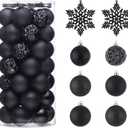 Valery Madelyn Christmas Tree Decorations Ornament Set, 50ct 2.36 Inches Black Shatterproof Christmas Ball Ornaments Hanging Xmas Holiday Party Decor (Large)