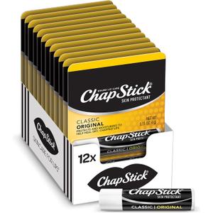 ChapStick Classic Original Lip Balm Tubes, Lip Care - 0.15 Oz (Pack of 12)