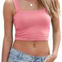 Abardsion Women's Sexy Sleeveless Skinny Basic Strappy Crop Tank Tops (Pink, XS)