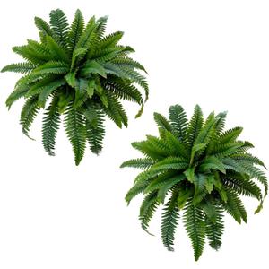 Senjie Artificial Boston Fern 2 Set 55 Branches Fake Ferns for Outdoors 33Inch Faux Plant for Home Living Room Office Decor(Upgraded)
