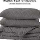 HORIMOTE HOME Quilt Set King Size Grey, Classic Geometric Diamond Stitched Pattern,Microfiber Ultra Soft Lightweight Bedspread Coverlet for All Season, 3 Piece Includes 1 Quilt and 2 Shams