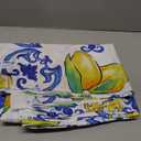 Blue Lemon Italy Tile Pattern Rectangle Tablecloth 60 x 104 Inches, Amalfi Coast Capri Citrus Decorative Dining Table Cloth, Summer Mediterranean Dinner Table Cover Picnic Party Decoration