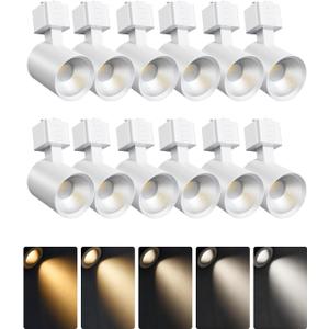 ALAMPEVER 12 Pack LED Track Lighting Heads, Dimmable J Type LED Track Lights with 5 Selectable Color Temperatures, 2700K/ 3000K/ 3500K/ 4000K/ 5000K, 10W, 800LM, 36°, Ideal for Home Commercial Use, White