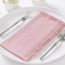 12 Pack Pink Cotton Linen Napkins with Fringe Summer Cloth Napkins Set of 12 Boho Handmade Dinner Napkins Bulk for Wedding Bridal Baby Shower Parties, 17 x 17 Inches