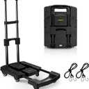 Voipvvii Folding Hand Truck 500lbs, Portable Heavy Duty Dolly Cart, 6 Wheels Collapsible Luggage Cart with 2 Elastic Ropes Compact Trolley Cart for Easy Moving Ideal Hand Cart for Travel and More, Black