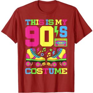 90s Costume 1990s Theme Party Nineties Styles Fashion Outfit T-Shirt (Small)