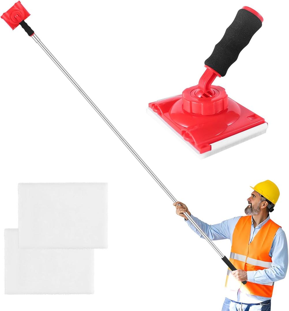 Paint Edger Tool For Ceilings, Paint Edge Trimmer Plus - 2 Replaceable Pads, 35-78 Inch Spliceable Long Pole Edge Painting Tool with Refillable Painter's Pads, Ideal for Corner Wall & Ceiling Painting