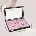 Stratalife Earring Organizer Velvet Jewelry Organizer Box Jewelry Display Storage Tray Ring Case with Clasp for Women 24 Grid (Pink Black)