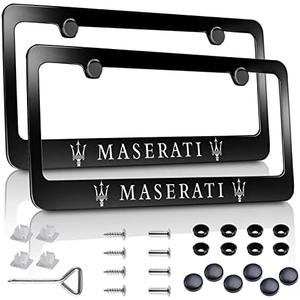 2 Pcs Fit Maserati License Plate Frame, Applicable to Standard US Premium Aluminum Alloy License Plate Cover, Accessories Included