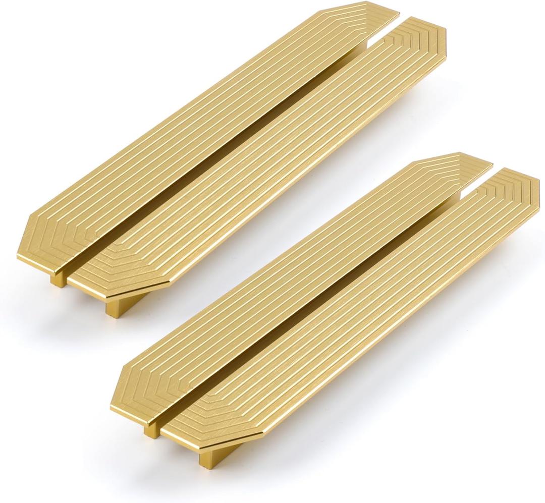 Pack of 4 Brass Cabinet pulls Brushed Drawer pulls Modern Gold Cabinet 9-3/4 inch Handles Drawer Handles for Dresser Closet