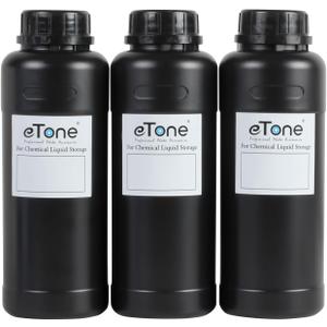 eTone 3X 500ml Darkroom Chemical Storage Bottles with Caps Film Photo Developing Processing Equipment (Black)