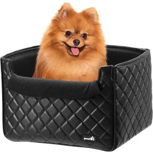 Pecute Stylish Leather Dog Booster Car Seat - 15.74" L x 12.99" W x 11.02" H, Suitable for Dogs Under 33Lbs