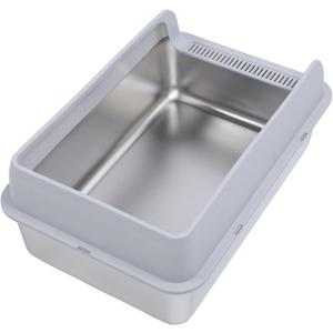 Premium Stainless Steel Open Top Cat Litter Box Sturdy Metal Litter Tray for High Peeing Cats L
