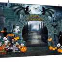 7X5FT Halloween Backdrop Night Scary Castle Pumpkin Moon Bat Graveyard Happy Halloween Party Banner Photography Backdrop Photo Background DH-205