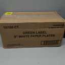 AJM Packaging PP9GREWH 9" White Paper Plates Green Label (12 Packs of 100)