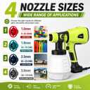 1000W High Power Paint Sprayer, Electric HVLP Spray Paint Gun with Adjustable Width Knob, 4 Nozzles & 3 Patterns, Easy to Clean for Furniture, Home Interior, House Painting(Green)