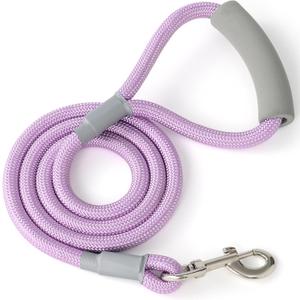 Mile High Life Dog Leash, with Comfortable Padded Handle, Purple Nylon Rope Leash with Steel Tips, Heavy Duty 6 Feet Pet Leashes (Pink,72 Inches)