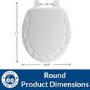 Mayfair Sculptured Ivy Toilet Seat, Easy Clean Hinges with Durable Wood Seat, Made in USA, Round, White