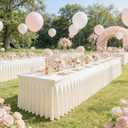 2 Packs Ivory Spandex Tableclothes for 6 Foot Rectangle Tables, Wrinkle Free 6ft Fitted Table Cover Stretch Table Cloth Desk Skirt for Weddings Baby Shower Birthday Party Banquet Decorations
