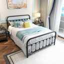 Black Metal Bed Frame Full Size with Headboard and Footboard Single Platform Mattress Base,Metal Tube and Iron-Art Bed Full,Black