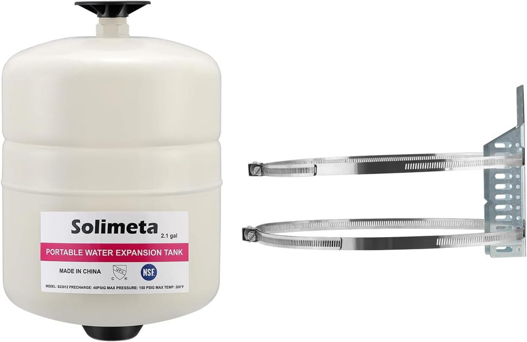 Solimeta 2.1 Gallon Potable Water Expansion Tank With Adjustable Wall Mounting Bracket