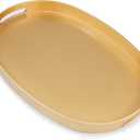 Gold Oval Decorative Tray with Handles, Versatile Serving Tray for Coffee Table, Ottoman, Ideal for Serving, Displaying, Organizing, 15.3"*10.6"*1.37"