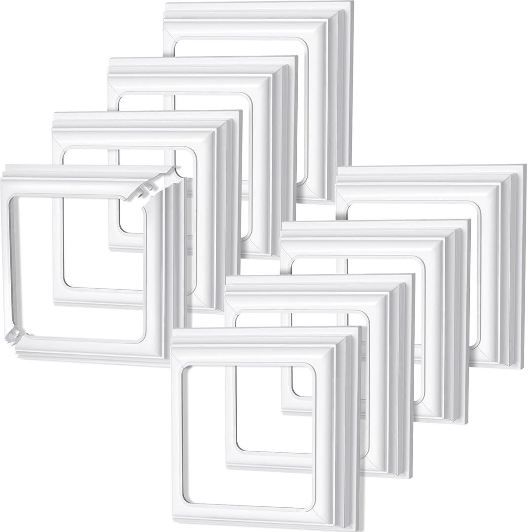 Thyle 8 Pcs True 4x4 Inches Vinyl Post Skirt Post Base Cover Column Wraps for Porch Deck Base Vinyl Sleeve White Trim for Hand and Stair Rails
