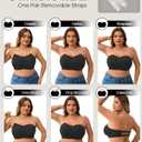Strapless Wireless Bra for Women Scalloped Full Coverage Bandeau Comfortable Everyday Non-Wired Bra for Large Busts (Black, XXL)
