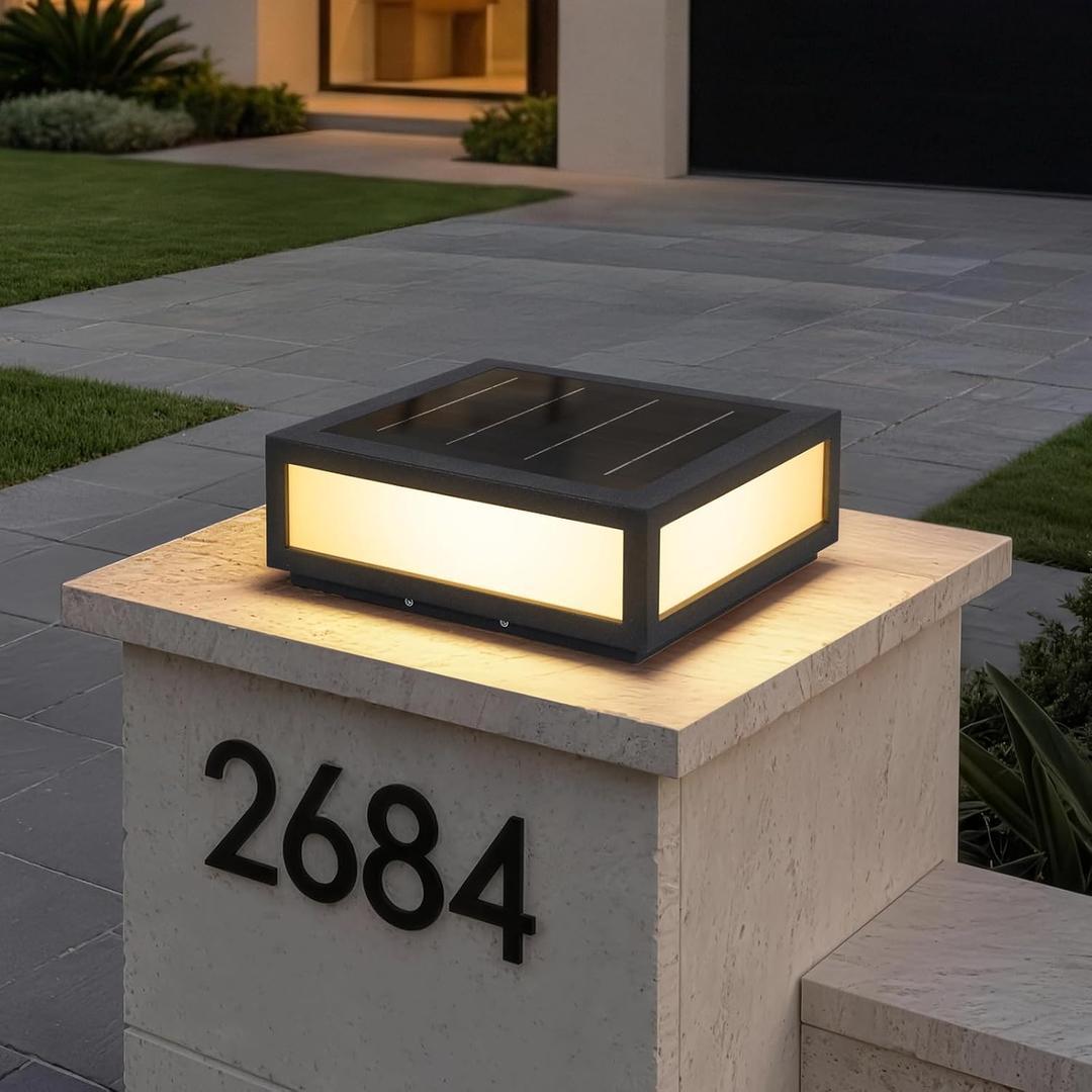 MVBT Large Solar Post Lights, 16" Square Pillar Light, Outdoor Column Light, 15.8" Square – 5.7" H