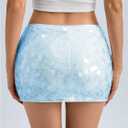 MakeMeChic Women's Sparkly Sequin Mini Skirt Y2k Low Rise Glitter Rave Micro Skirt with Shorts Underneath (Blue) S