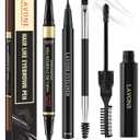 Eyebrow Pencil Kit, with Microblading Eyebrow Pen, Eyebrow Gel, Eyeliner, Eyebrow Brush, Eyebrow Pencils for Women, Waterproof, Smudge Proof, Long Lasting Makeup Formula - Dark Coffee