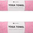 Eunzel 2 Pack Hot Yoga Towel, Non-Slip Yoga Mat Towel with Grip Dots Stickyfiber Sweat Absorbent Towel for Hot Yoga, Pilates and Workout 72" x 24", Pink