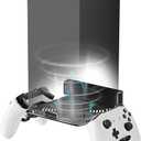 Aluminium Alloy Wall Mount for Xbox Series X Wall Mount Kit for Xbox Series X Accessories with 2 Controller Stand, Ventilation Design Wall Shelf(Black)