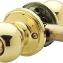 Entry Knob, Knob Handle, Polished Brass, Brass/Steel, Reversible, Universal Hand