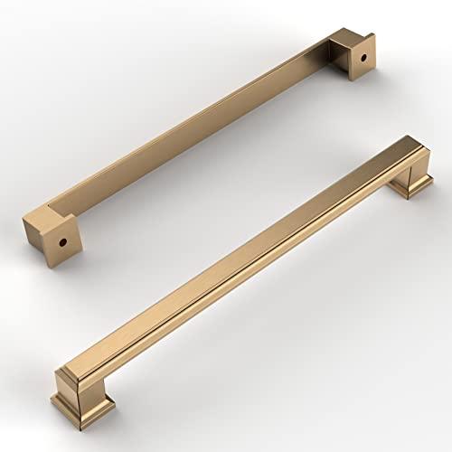 Amerdeco 10 Pack Champagne Bronze Cabinet Pulls 7-1/2 Inch(192mm) Hole Center Cabient Hardware Kitchen Cabinet Handles for Bathroom Drawer Pulls Dresser Pulls ZH0001