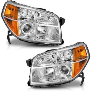 WEELMOTO for 2006-2008 Honda Pilot [4-Door Sport Utility] headlight, for 2006 2007 2008 Honda Pilot Headlights Pair with Chrome Housing Amber Reflector Left + Right Side