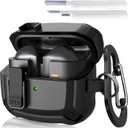 AIRSPO Compatible with Samsung Galaxy Buds 3 Case & Galaxy Buds 3 Pro Case with Cleaner kit, Military Hard Case with Lock for Samsung Galaxy Buds3 Wireless Charging Cases, Black