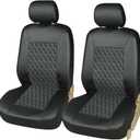 Mandark 4PCS Car Seat Cover, PU Leather Vehicle Seat Protector Full Sets, Waterproof Automotive Front Seats and Rear Bench Protection Guard Accessories, Universal for SUV, Truck, RV (Black)