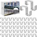 50 Pcs Gutter Hooks for Hanging Outdoor Lights Christmas Metal Aluminum Gutter Clips Hangers Weatherproof Hanging Outdoor Roof Clip for Holiday Seasonal Outside String Lights Xmas Decoration