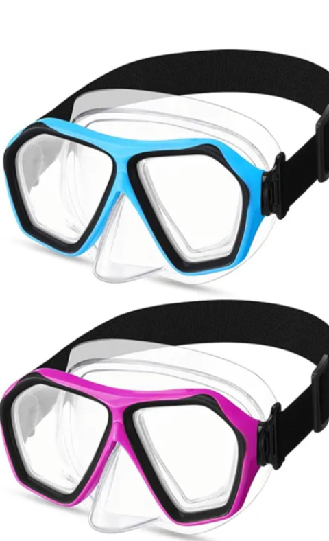 Fabbay 2 Pcs Adult Youth Swim Goggles with Nose Cover Elastic Strap Anti Fog Waterproof Snorkel Wide View Diving Swim Mask