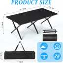 Suzile 2 Pack 4FT Folding Camping Table, Roll Up Portable Camp Table with Carry Bag, Low Collapsible Lightweight Aluminum Outdoor for Camping, Picnic, Beach, Patio, Kitchen(Black)