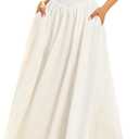 KUTUMAI Women Summer Corset Midi Dress Floral Lace Smocked Flowy A Line Wedding Guest Bridal Shower Dresses with Pockets, M