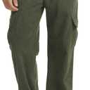 Suwangi Men's Baggy Cargo Corduroy Pants Casual Drawstring Elastic Waist Straight Leg Vintage Sweatpants for Men with Pockets (Large, Army Green)