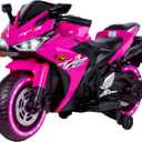 TAMCO Kids Electric Motorcycle with Training Wheels, Light Wheels, Ride On Motorbike, Speed by Hand, Music Function, Max Load 66LB (Pink)