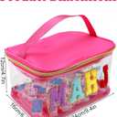 Empty Mahjong Tile Bag, 9.45x6.3x4.72in Pink Waterproof PVC Mahjong Mah Jong Tile Holder Rack Storage Pouch Travel Bags with Zipper Transparent for Game Lovers Accessories (Rose Red)