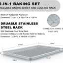 24 Inch Baking Sheet Pans with Rack Set, Natural Aluminum Cookie Sheet, Extra Large Commercial Quality Baking Sheet Pan Set, Warp Resistant Nonstick Thick Cookie Tray Pans for Baking, Roasting