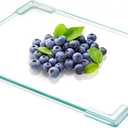 8''x10'' Small Tempered Glass Cutting Board for Kitchen Counter, HQAUT Clear Cutting Board for Countertop with Non-Slip Feet, Glass Palette Scratch, Heat and Shatter Resistant, Easy to Clean
