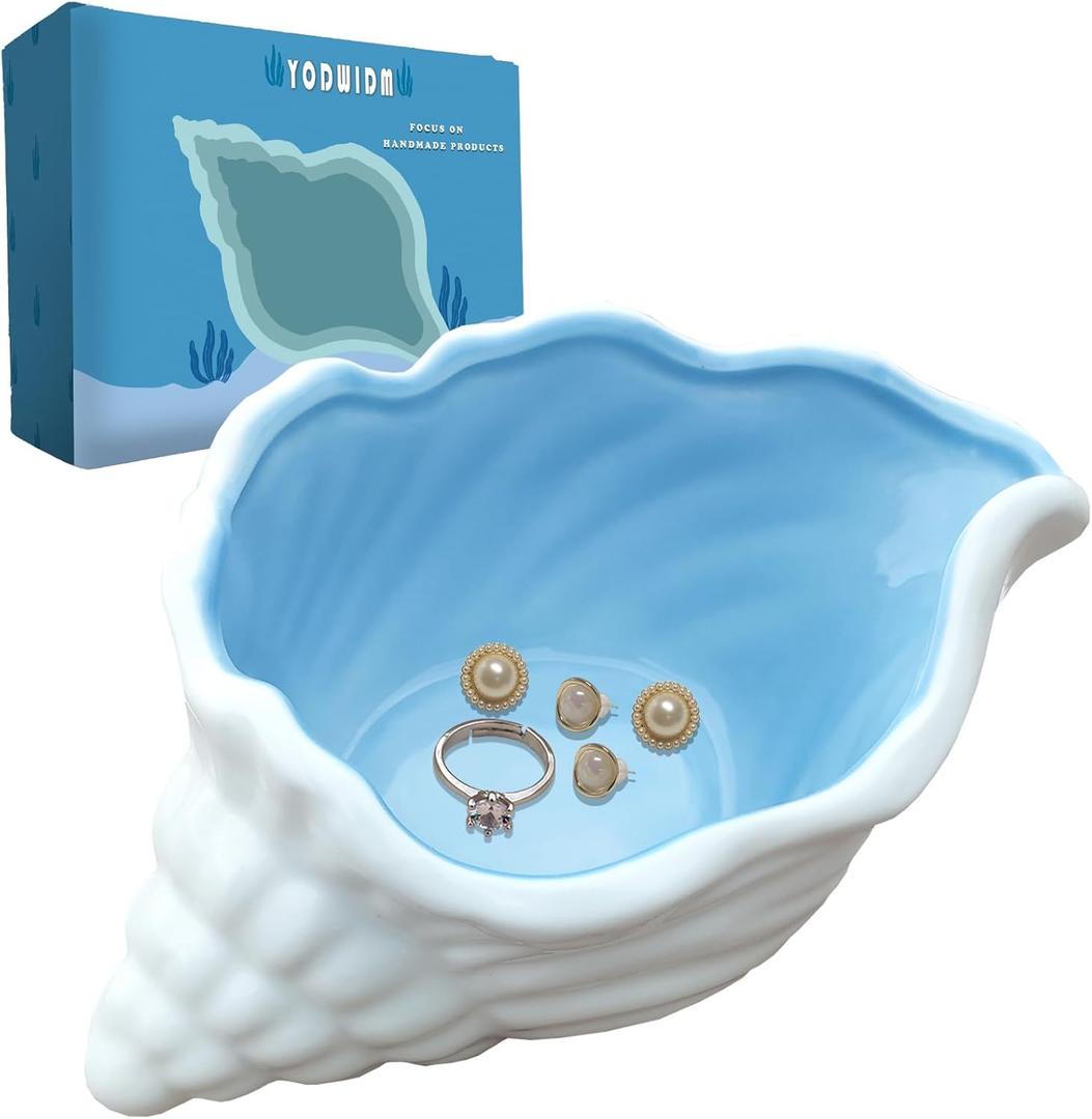 Ceramic Conch Shell Jewelry Tray, Blue Shell Jewelry Dish, Trinket Dish, Earring Ring Holder Dish Ocean Coastal Decor Jewelry Plate Tray Key Bowl for Jewelry Christmas Room Beach Decor Ceramic Conch Shell Jewelry Tray, Blue Shell Jewelry Dish, Trinket Dish, Earring Ring Holder Dish Ocean Coastal Decor Jewelry Plate Tray Key Bowl for Jewelry Christmas Room Beach Decor