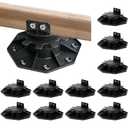 12 Pack Adjustable Deck Support, High Load Pedestal Deck Foundation Base Support for Floating Deck Platform Deck Floor Height Adjustable Range from 1-3/16" to 2-3/8", Black